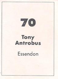 1990 Select AFL Stickers #70 Tony Antrobus Back